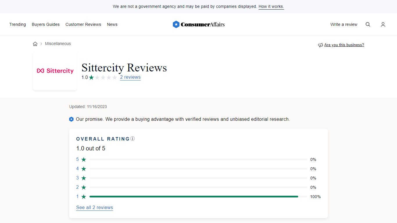 Top 2 Sittercity Reviews - ConsumerAffairs